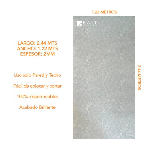 .Placa PVC Simil Marmol Gris Con Vetas - Imagen 3