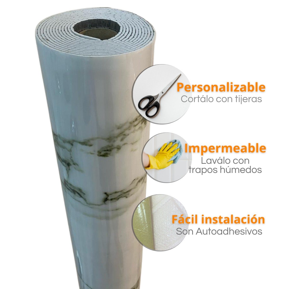 Rollo Vinilo Autoadhesivo Calacatta 1,20mts x 3mts - Imagen 2