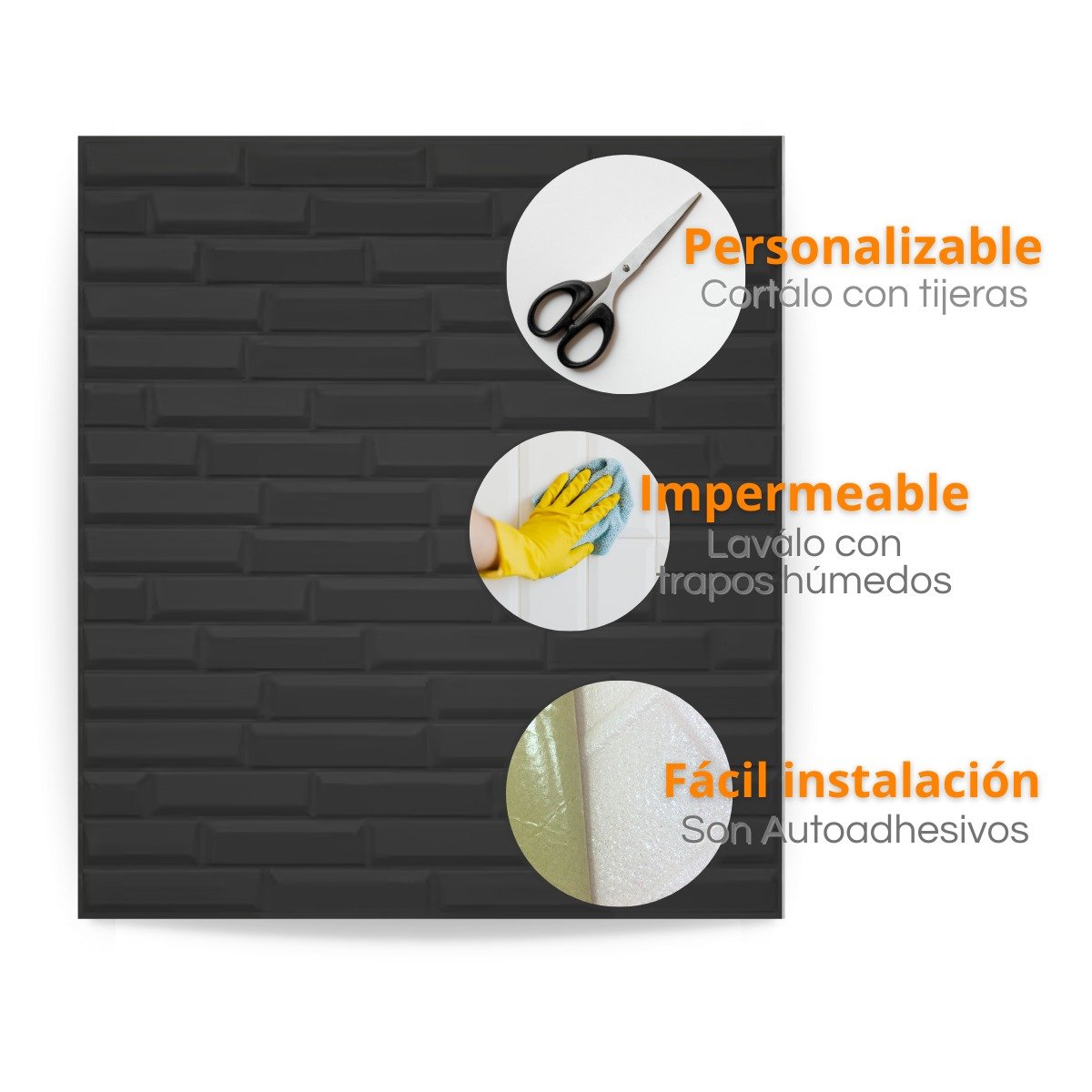 Placa 3D Azulejo New Black - Imagen 3