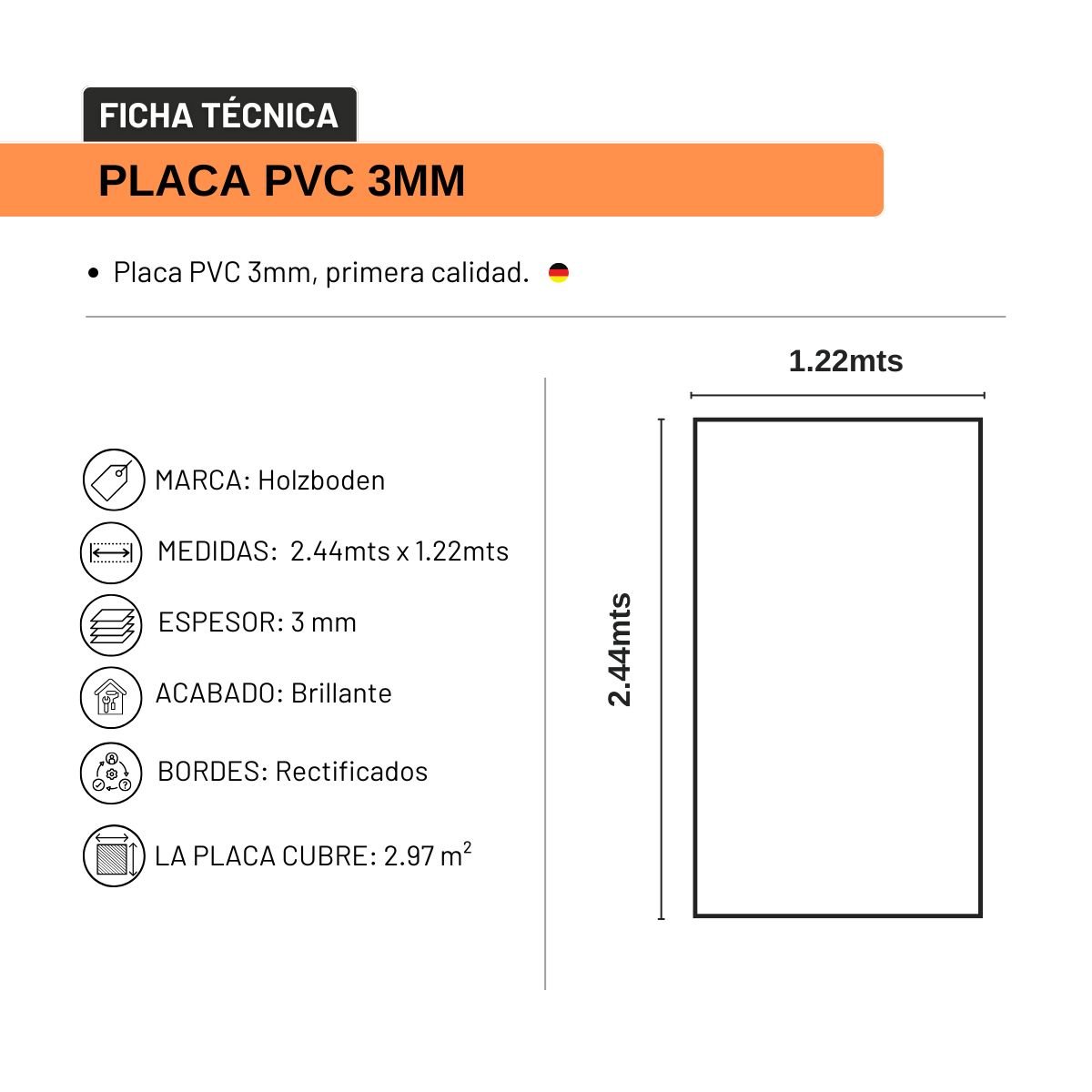 .Placa PVC Marquina 3mm - Imagen 2