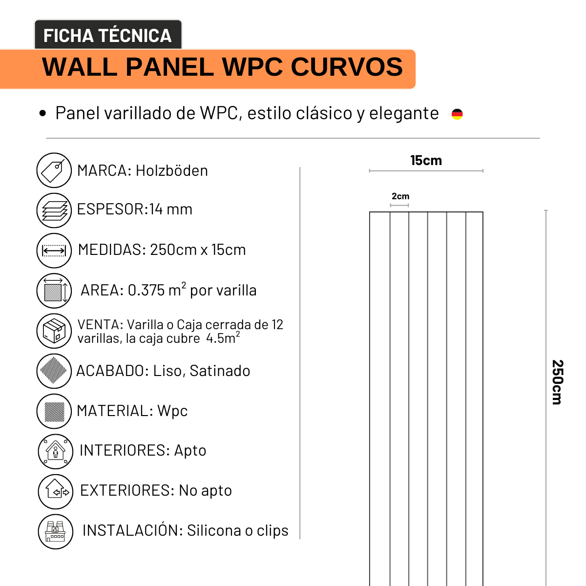 Wall Panel WPC Gris Curvo - Imagen 5