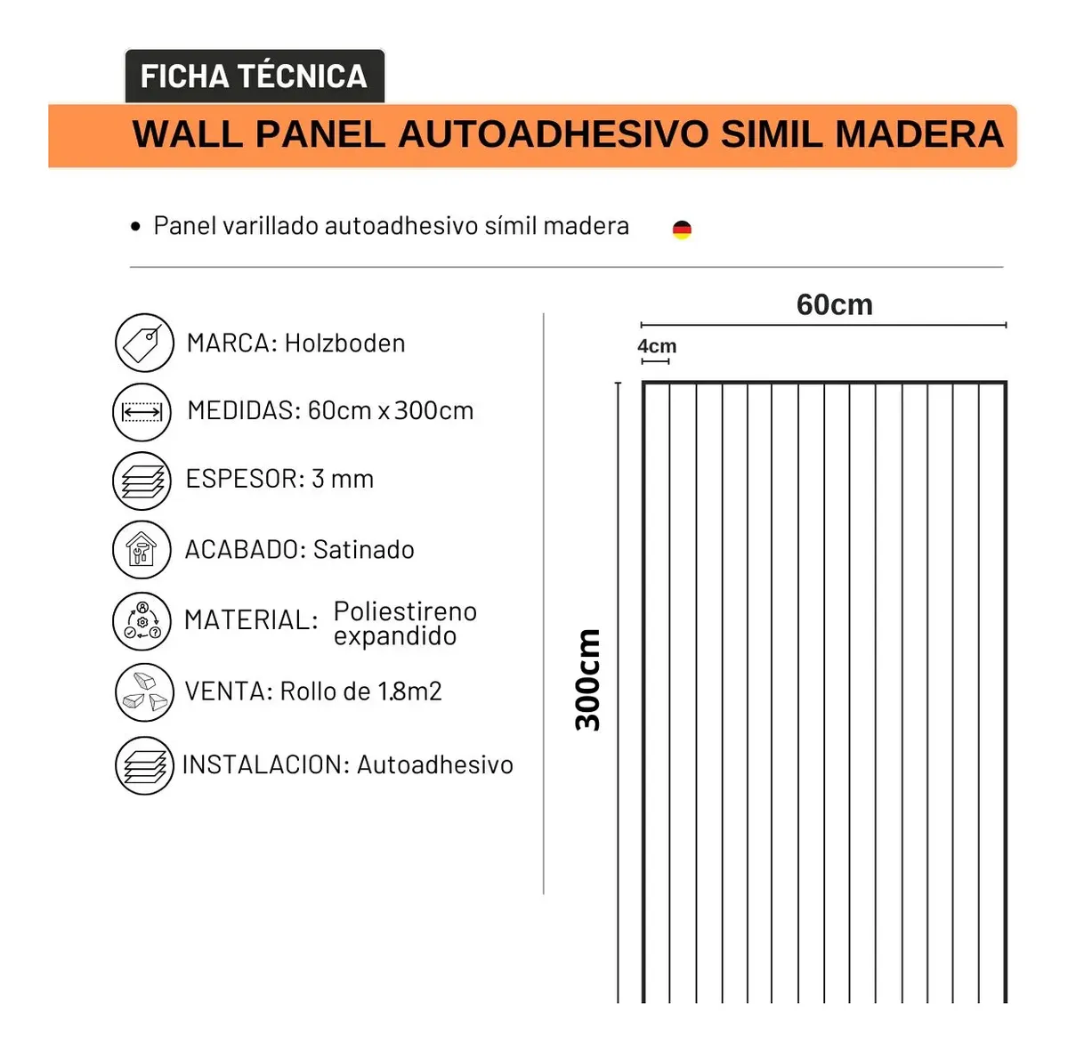 Wall Panel Autoadhesivo Oscuro 0.60 x 3 mts - Imagen 2
